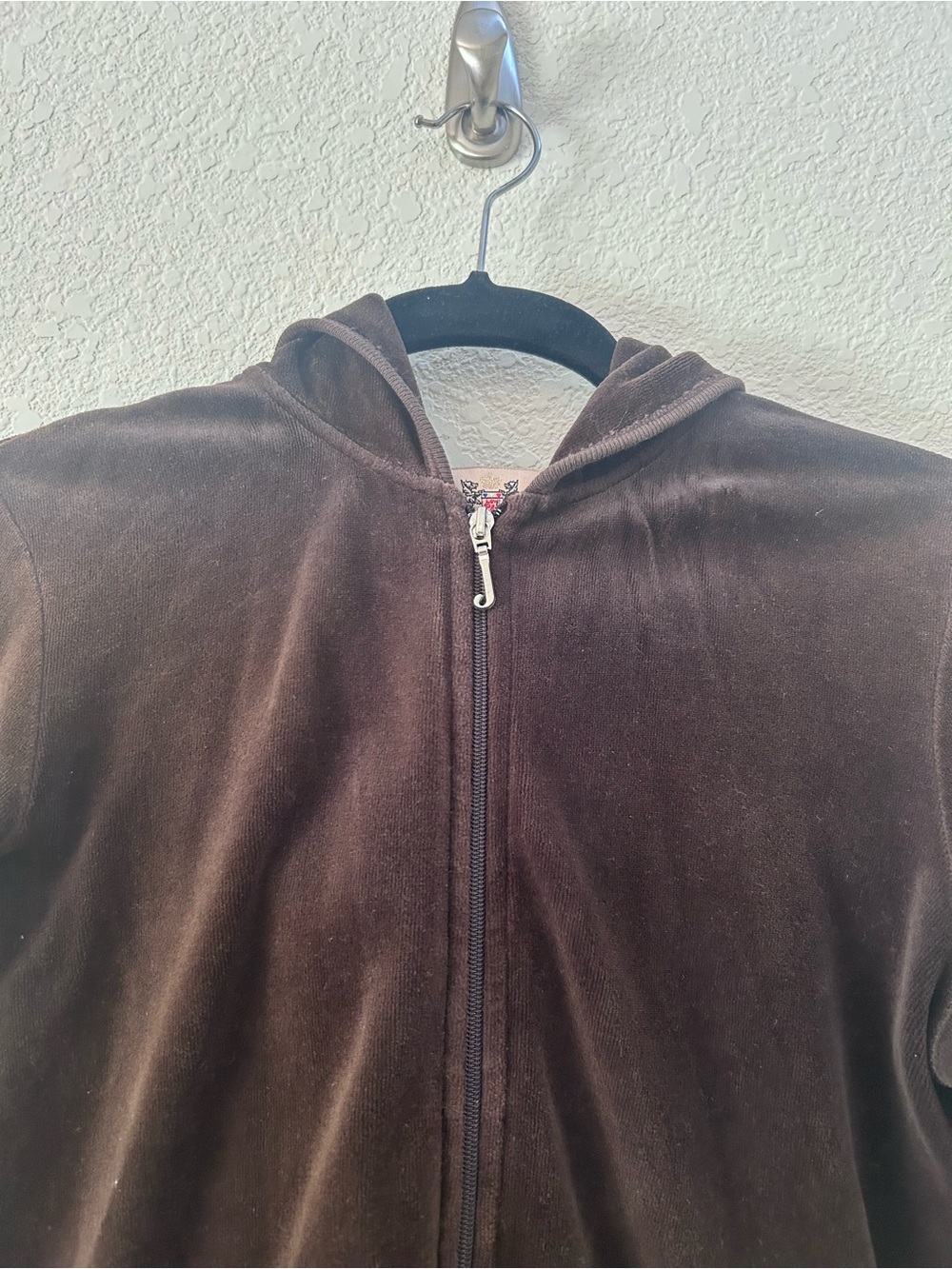 Juicy Couture Vintage Chocolate Brown Velour Zip Up Hoodie Size M - Picture 3 of 8